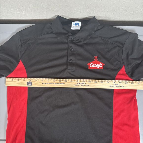 Caseys Shirt Mens Size Large Black Red Short Sleeve Polo Employee Uniform - Picture 8 of 9
